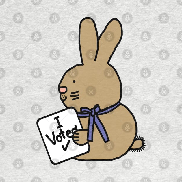 Vote Cute Bunny Rabbit with Voted Sign by ellenhenryart